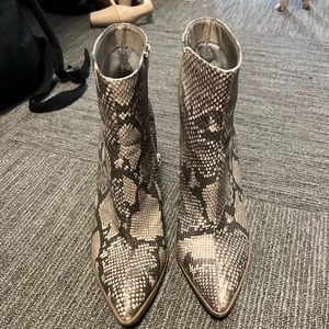 Faux snake skin booties